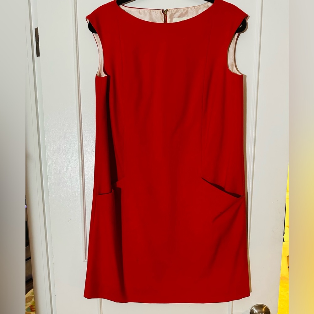 KATE SPADE Maraschino Red Sallie Shift Dress Sz 8 Medium Christmas Holiday Party - Picture 2 of 8